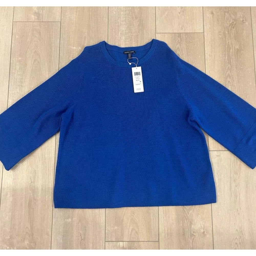 NWT $268 Eileen Fisher Merino Wool Crew Neck Sweater Top XL